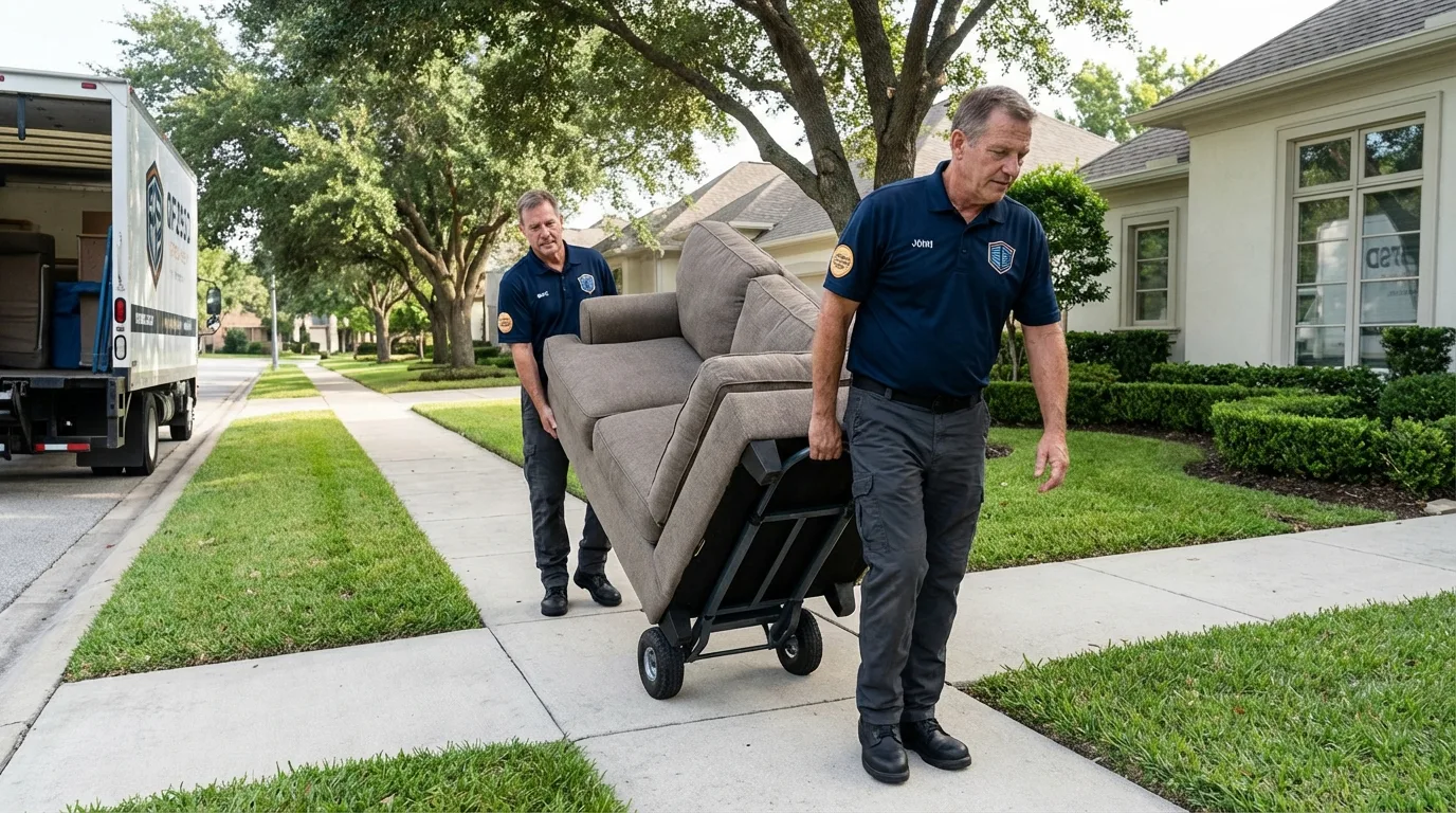 Local residential moving crew loading furniture in Villa Park, CA
