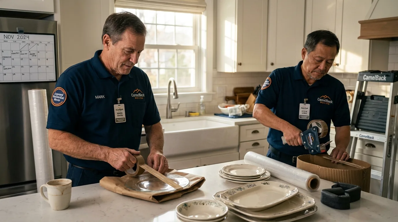 Professional crew packing kitchen dishware in Villa Park, CA